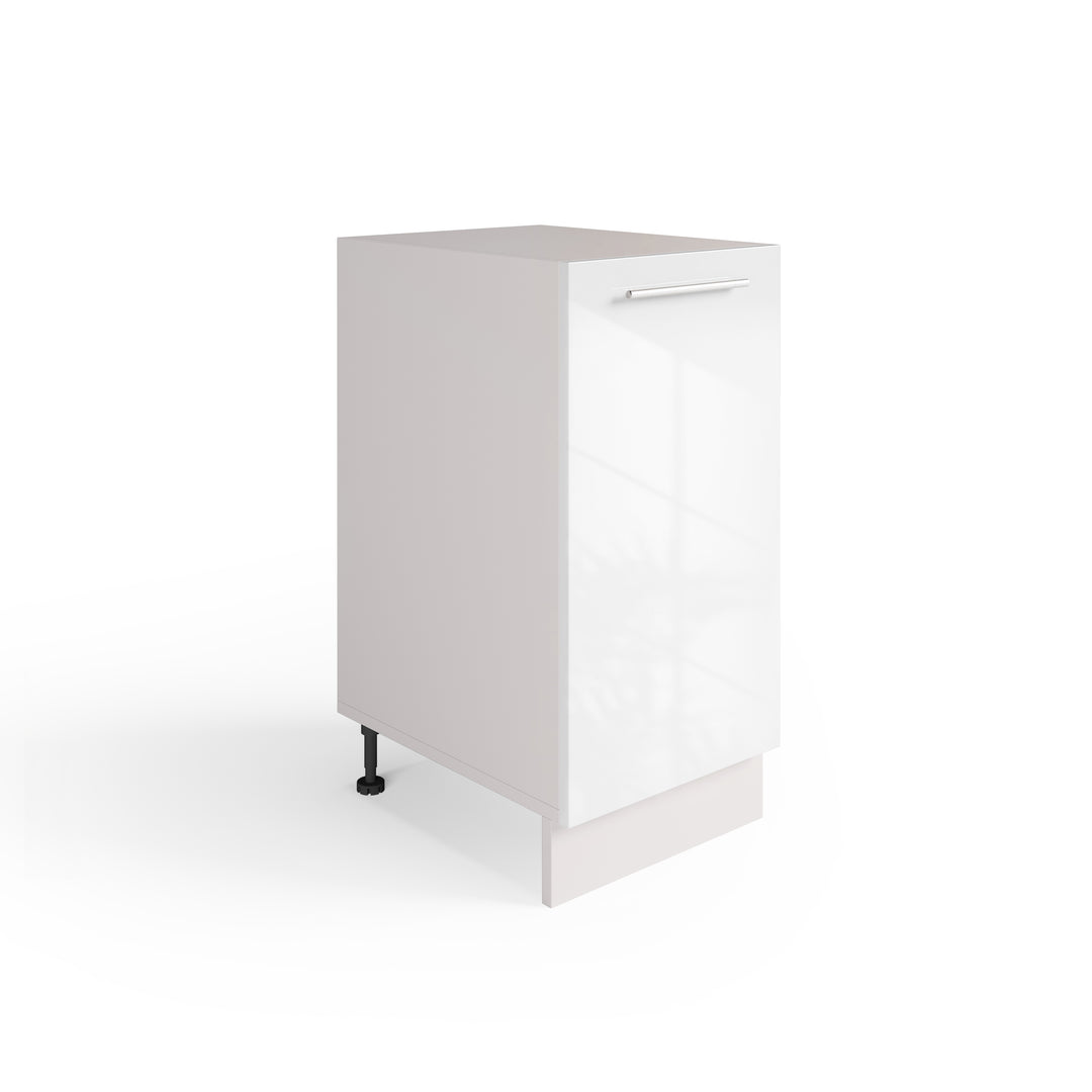 Meuble Bas Cuisine ECO Blanc Brillant 1 Porte 1 Tiroir L40cm - Cuisineandcie