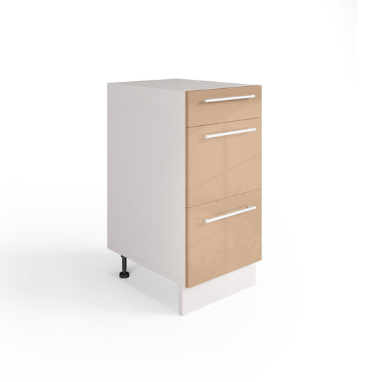 Meuble de Cuisine Bas, Casserolier 40 cm, 3 Tiroirs
